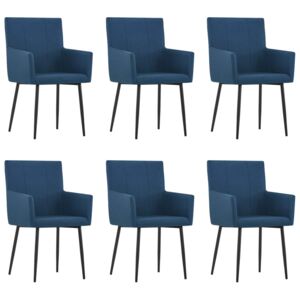 VidaXL Blagovaonske stolice s naslonima za ruke 6 kom plave od tkanine