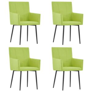 VidaXL Blagovaonske stolice s naslonima za ruke 4 kom zelene tkanina