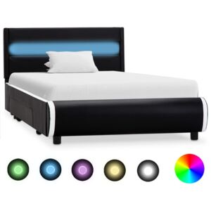 VidaXL Okvir za krevet od umjetne kože s LED svjetlom crni 100x200 cm