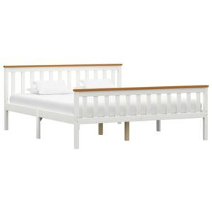 VidaXL Okvir za krevet od masivne borovine bijeli 160 x 200 cm