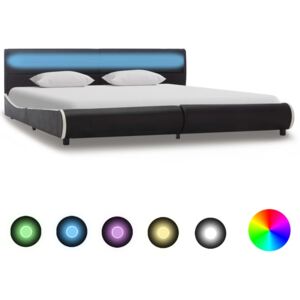 VidaXL Okvir za krevet od umjetne kože s LED svjetlom crni 180x200 cm
