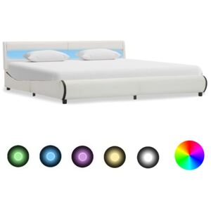 VidaXL Okvir za krevet od umjetne kože s LED svjetlom bijeli 180 x 200 cm