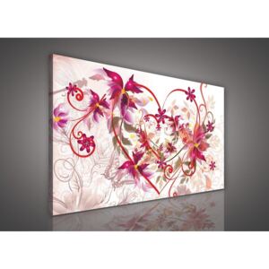 Buvu Slika na platnu: Srce i apstraktno cvijeće - 75x100 cm