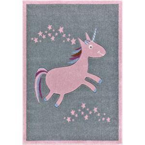 Koberec LIVONE Happy Rugs pink unicorn 32089-0 pravokutnik 120x180 cm ružičasta siva
