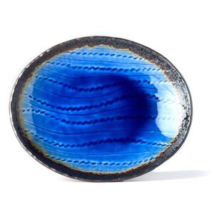 Plavi keramički ovalni tanjur MIJ Cobalt, 24 x 20 cm