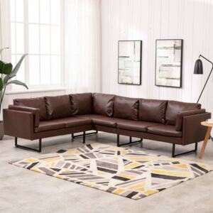 VidaXL Kutna sofa od umjetne kože smeđa