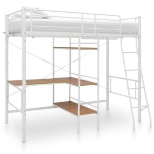 VidaXL Krevet na kat sa stolićima u okviru bijeli metalni 90 x 200 cm
