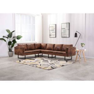 VidaXL Kutna sofa od umjetne brušene kože smeđa