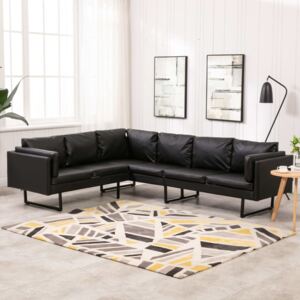 VidaXL Kutna sofa od umjetne kože crna
