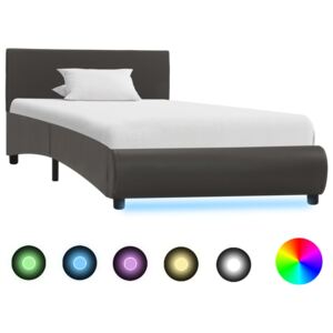 VidaXL Okvir za krevet od umjetne kože s LED svjetlom sivi 100x200 cm