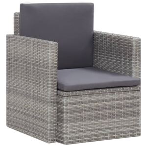 VidaXL Vrtna stolica od poliratana s jastucima siva