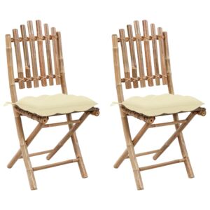 VidaXL Sklopive vrtne stolice s jastucima 2 kom od bambusa