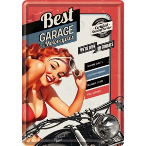 Buvu Metalna razglednica - Best Garage for Motorcycles (crvena)