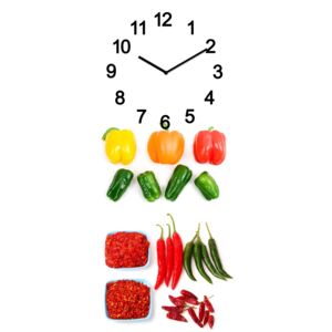 Zidni stakleni sat - Povrće i korijenje