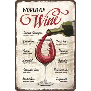 Buvu Metalna tabla: World of Wine - 30x20 cm