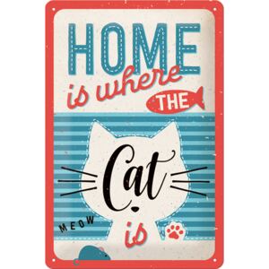 Buvu Metalna tabla: Home is where the Cat is - 30x20 cm