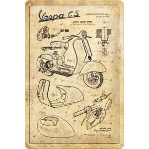 Buvu Metalna tabla: Vespa GS (Parts Sketches) - 30x20 cm