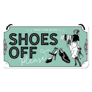 Buvu Metalna viseća tabla: Shoes Off - 20x10 cm