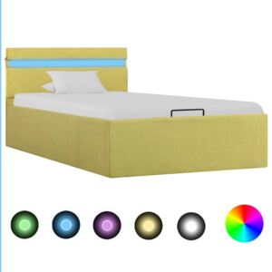 VidaXL Hidraulični okvir za krevet od tkanine LED zeleni 100 x 200 cm