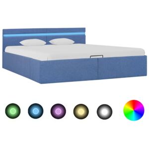 VidaXL Hidraulični okvir za krevet od tkanine LED plavi 180 x 200 cm