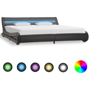 VidaXL Okvir za krevet od umjetne kože s LED svjetlom sivi 180x200 cm
