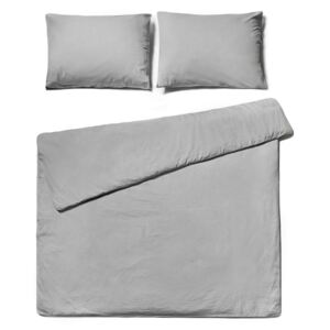 Svijetlo siva posteljina za bračni krevet od kamenopranog pamuka Le Bonom, 160 x 220 cm