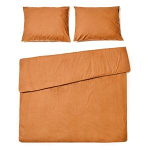 Terakota narančasta posteljina na bračnom krevetu od kamenopranog pamuka Le Bonom, 160 x 220 cm