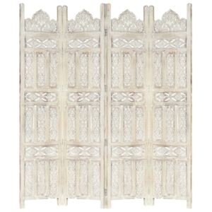 VidaXL Sobna pregrada s 4 panela bijela 160x165 cm masivno drvo manga