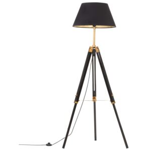 VidaXL Podna svjetiljka s tronošcem crno-zlatna od tikovine 141 cm