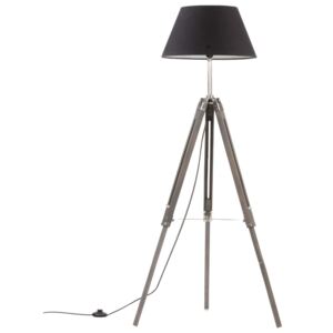 VidaXL Podna svjetiljka s tronošcem sivo-crna masivna tikovina 141 cm