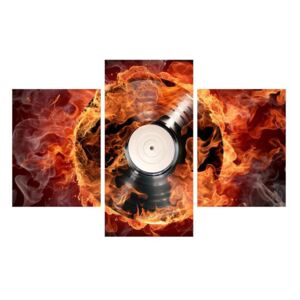 Slika gramofonske ploče u plamenu (90x60 cm)