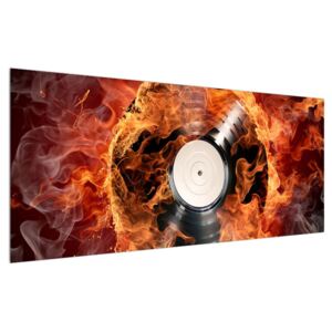 Slika gramofonske ploče u plamenu (120x50 cm)