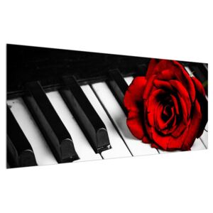Slika ruže i klavira (120x50 cm)