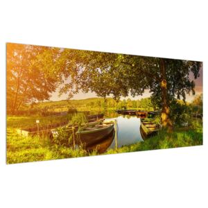 Ljetna slika čamca na jezeru (120x50 cm)