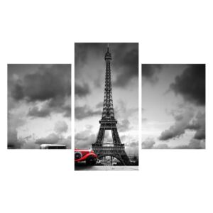 Slika Eiffelovog tornja i crvenog automobila (90x60 cm)