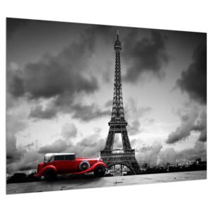 Slika Eiffelovog tornja i crvenog automobila (70x50 cm)
