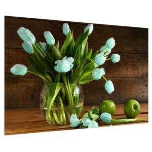 Slika plavih tulipana u vazi (90x60 cm)