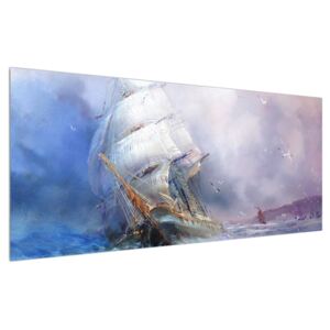 Slika broda na olujnom moru (120x50 cm)