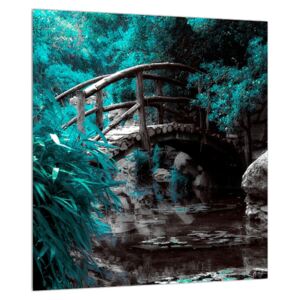 Slika drvenog mosta preko riječice (30x30 cm)