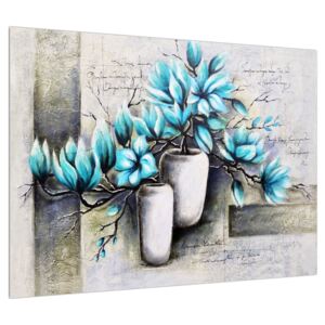 Slika plavog cvijeća u vazi (70x50 cm)