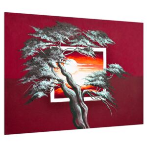 Moderna slika stabla i izlaska sunca (70x50 cm)