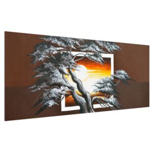 Moderna slika stabla i izlaska sunca (120x50 cm)