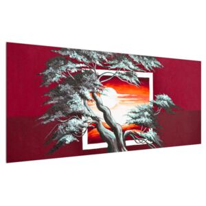 Moderna slika stabla i izlaska sunca (120x50 cm)