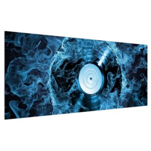 Slika gramofonske ploče u plavoj vatri (120x50 cm)