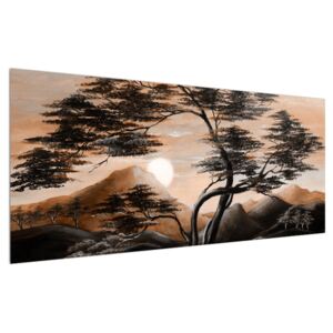 Slika stabla, planina i sunca (120x50 cm)