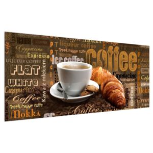 Slika šalice kave i kroasana (120x50 cm)