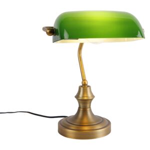 Klasična bilježnička svjetiljka brončana sa zelenom bojom - Banker