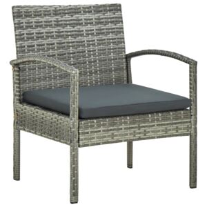 VidaXL Vrtna stolica od poliratana s jastukom siva