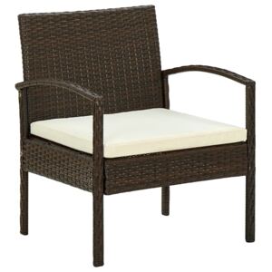 VidaXL Vrtna stolica od poliratana s jastukom smeđa