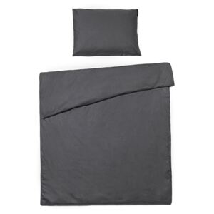 Antracitno siva posteljina na krevetu za jednu osobu od stonewashed pamuka Le Bonom, 140 x 220 cm
